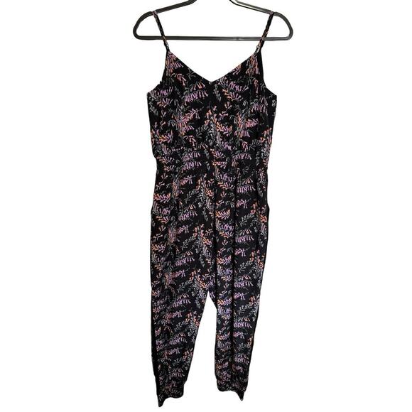 Cinq A Sept Amia Silk Jumpsuit Floral Print Elastic Waist Black Size Medium - Picture 6 of 8